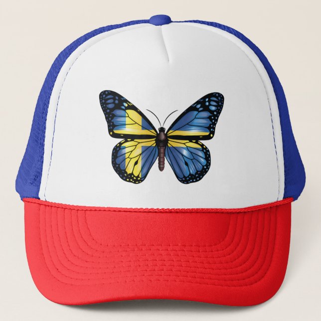 Sweden butterfly monarch flag trucker hat (Front)