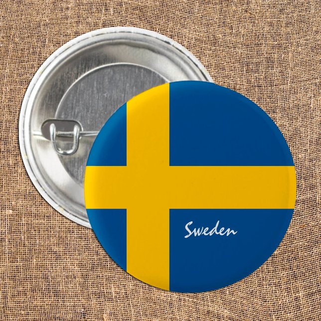 Sweden button, patriotic Swedish Flag fashion Button (Creator Uploaded)