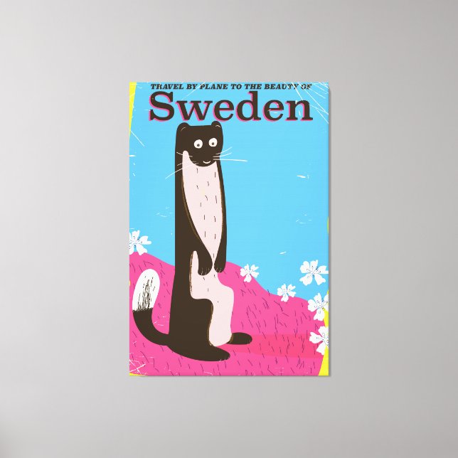 Sweden Cartoon vintage travel poster Canvas Print (Front)