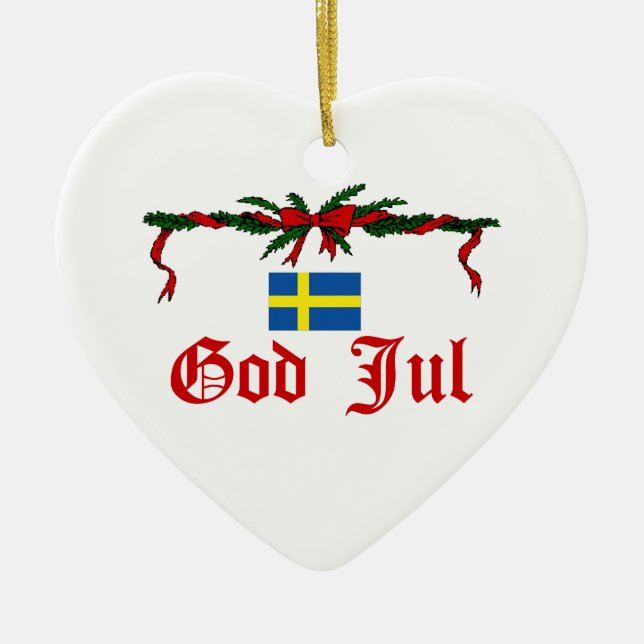 Sweden Christmas Ceramic Ornament (Front)