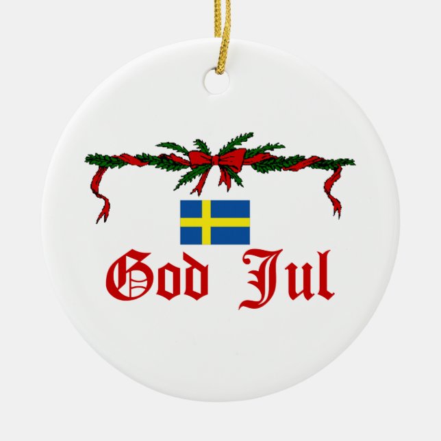 Sweden Christmas Ceramic Ornament (Front)
