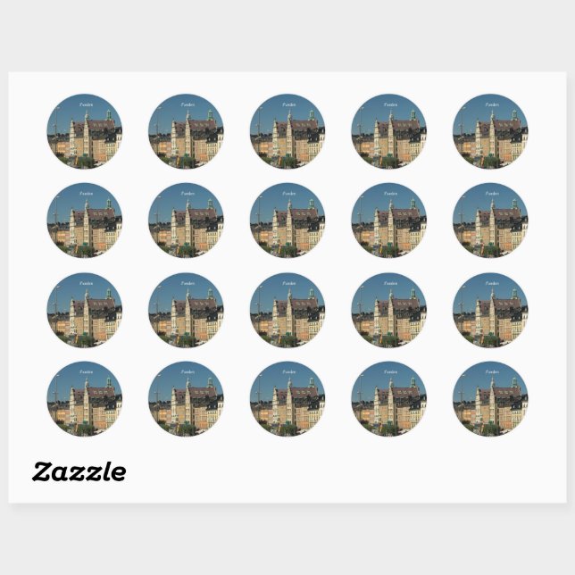 Sweden cityscape classic round sticker (Sheet)