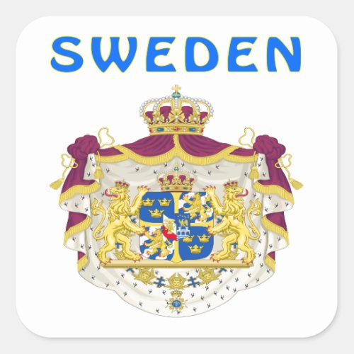 Sweden Coat Of Arms Square Sticker