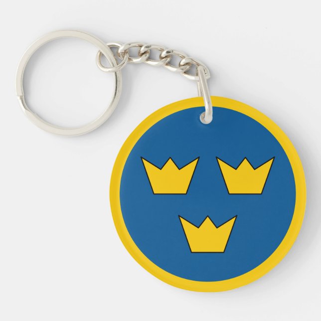 Sweden country flag roundel round symbol army nati keychain (Front)