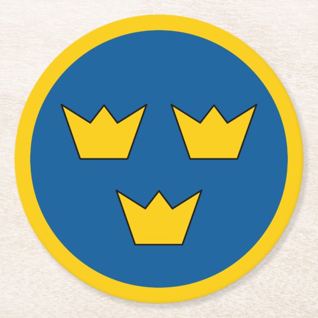 Sweden country flag roundel round symbol army nati paper coaster (Front)