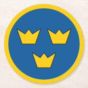 Sweden country flag roundel round symbol army nati round paper coaster