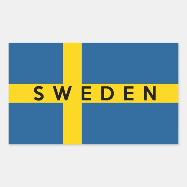 sweden country flag symbol name text rectangular sticker (Front)