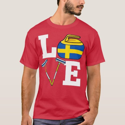 Sweden Curling Broom Winter ice Sports Swedish Fla T_Shirt