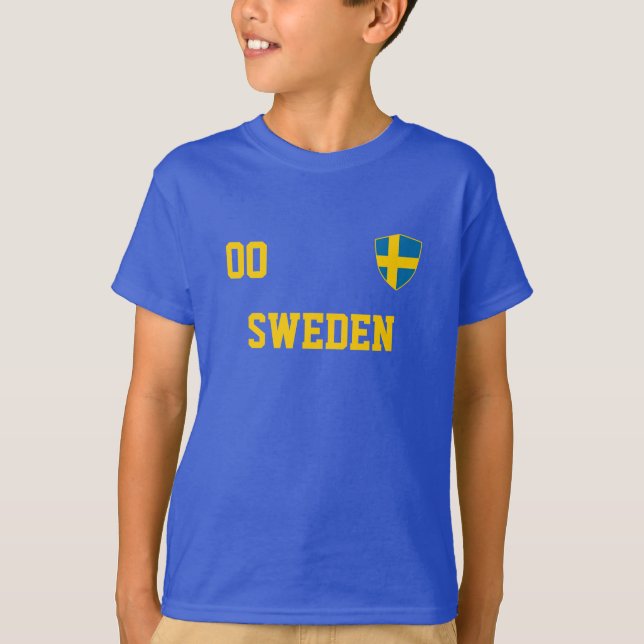 Sweden Custom Name & Number Football Kids Jersey T-Shirt (Front)