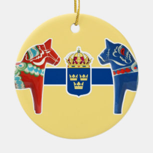 Sweden Dala Coat of Arms Ceramic Ornament
