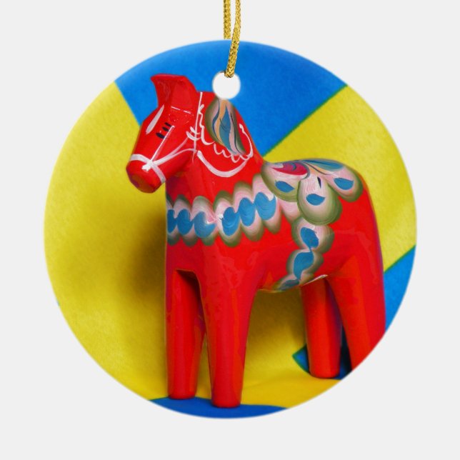 Sweden Dala Horse Ceramic Ornament (Front)