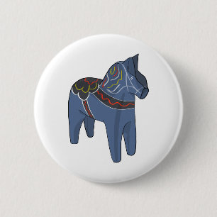 Sweden Dala Horse Dalecarlian Swedish Button
