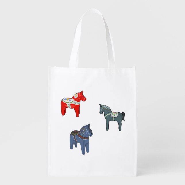 Sweden Dala Horse Dalecarlian Swedish Grocery Bag (Front)