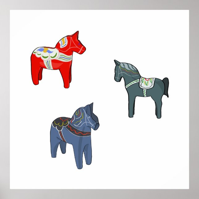 Sweden Dala Horse Dalecarlian Swedish Poster (Front)