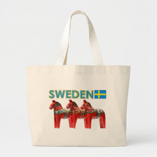 Sweden Dala Horses Large Tote Bag