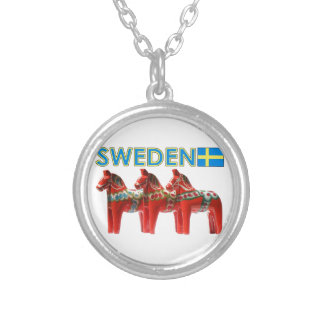 Sweden Dala Horses Silver Plated Necklace