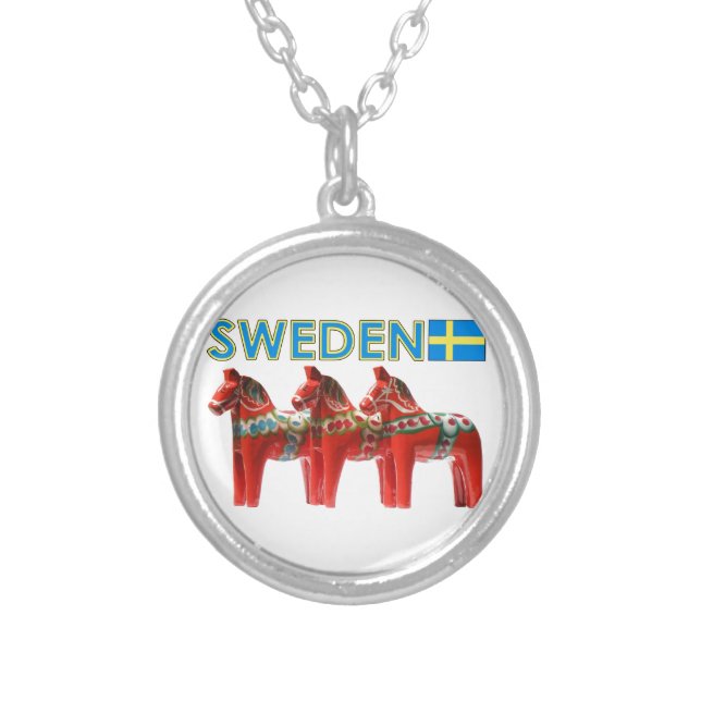 Sweden Dala Horses Silver Plated Necklace (Front)