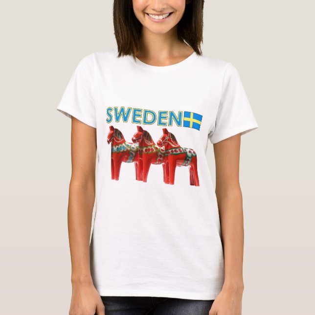 Sweden Dala Horses T-Shirt (Front)