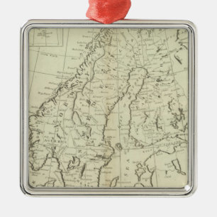 Sweden, Denmark, Norway, and Finland Metal Ornament