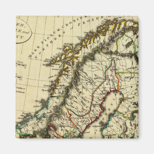 Sweden, Denmark, Norway with boundaries outlined Magnet
