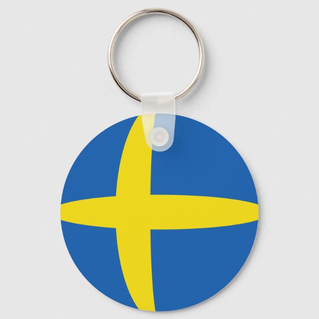 Sweden Fisheye Flag Keychain (Front)