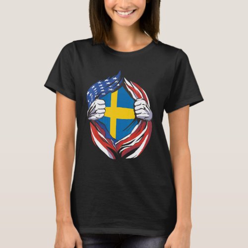 Sweden Flag American Proud Of My Swedish Heritage T_Shirt
