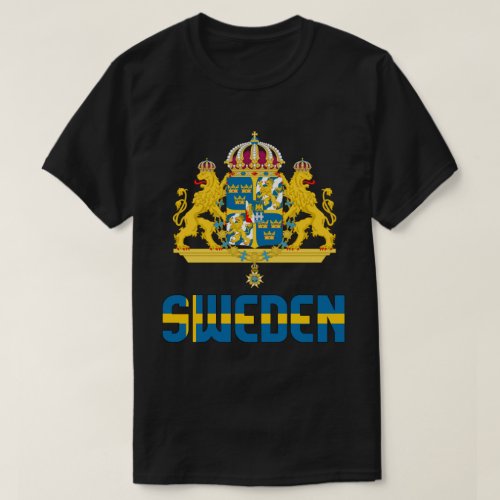 Sweden Flag and Coat Of Arms Patriotic T_Shirt