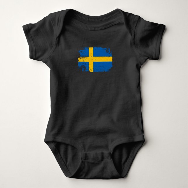Sweden Flag Baby Bodysuit (Front)