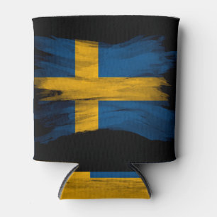 Sweden flag brush stroke, national flag can cooler