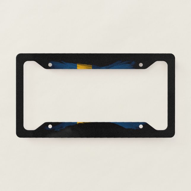 Sweden flag brush stroke, national flag license plate frame (Front)