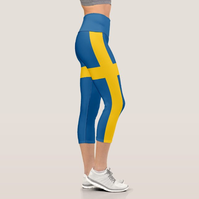 Sweden Flag Capri Leggings (Right)