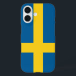 sweden flag iPhone 16 case<br><div class="desc">Flag of Sweden. The flag of Sweden is a Scandinavian cross that extends to the edges of the flag. This Scandinavian cross represents Christianity. The design and colors of the Swedish flag are believed to have been inspired by the present Coat of arms of Sweden of 1442, which is blue...</div>