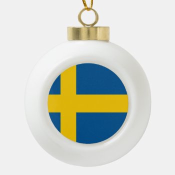 Sweden Flag Ceramic Ball Christmas Ornament by electrosky at Zazzle