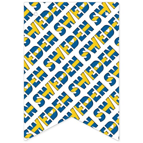 Sweden Flag Colors Typography Pattern Hearts