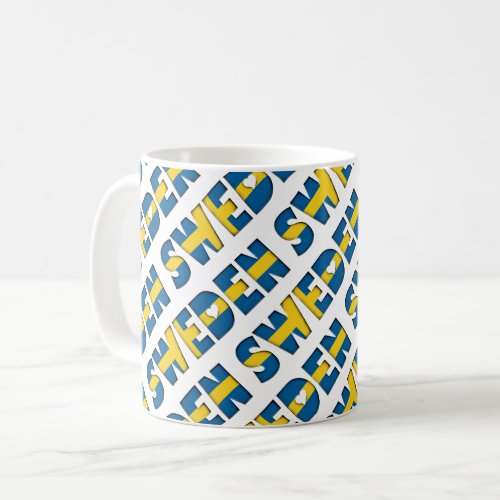 Sweden Flag Colors Typography Pattern Hearts Coffee Mug
