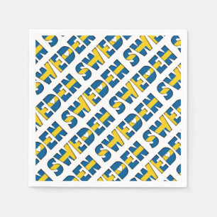 Sweden Flag Colors Typography Pattern Hearts Napkins