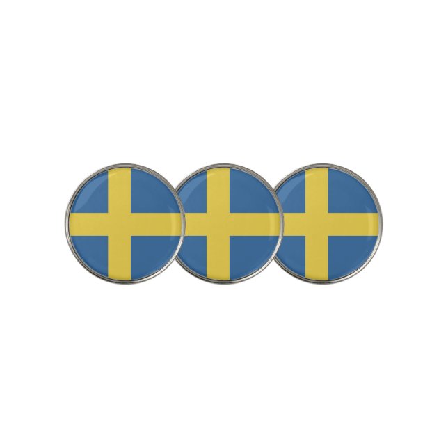 Sweden Flag Emblem Golf Ball Marker (3 Up)