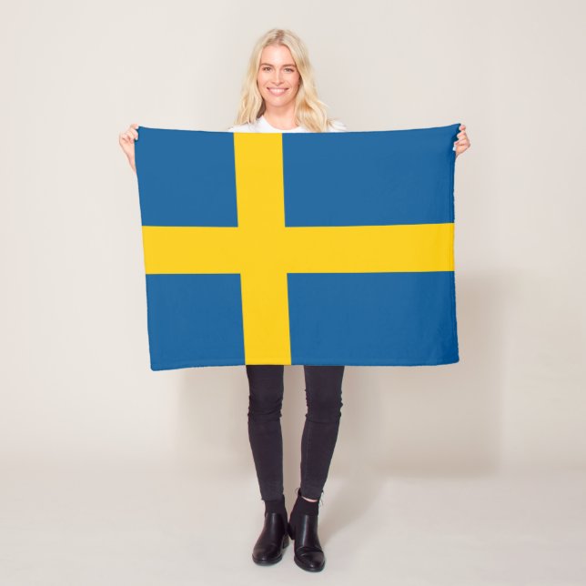 Sweden Flag Fleece Blanket (In Situ)