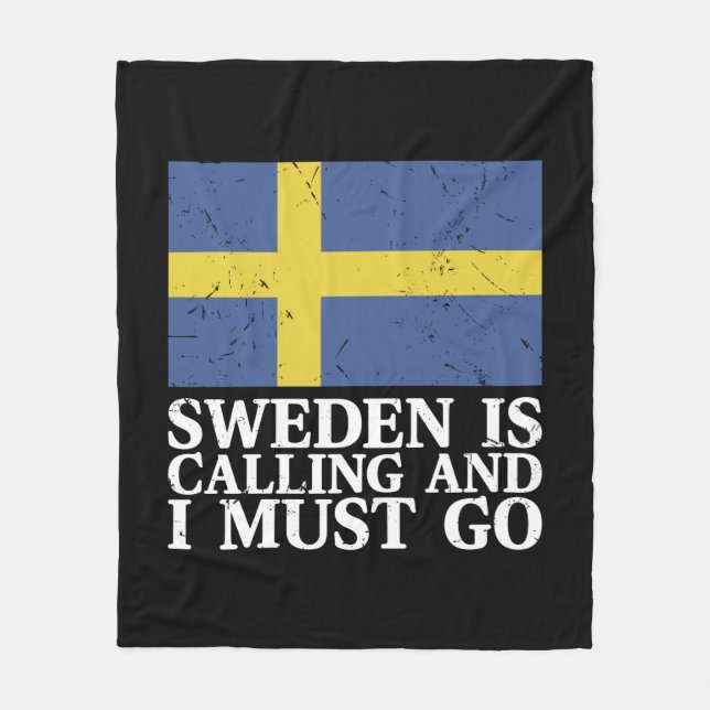 Sweden Flag Fleece Blanket (Front)