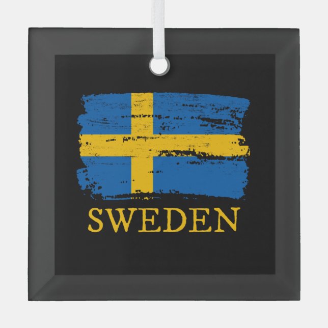 Sweden Flag Glass Ornament (Front)