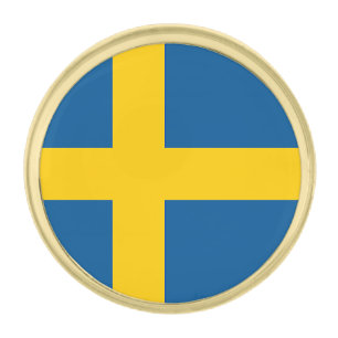 Sweden Flag Gold Finish Lapel Pin