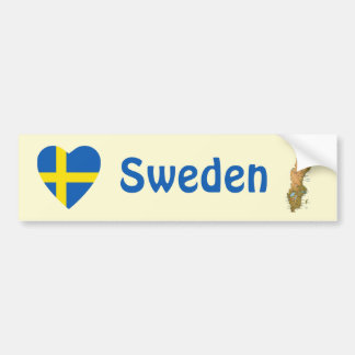 Sweden Flag Heart + Map Bumper Sticker