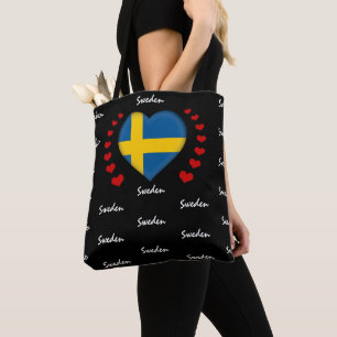 Sweden Flag & Heart, Swedish Flag fashion /sport Tote Bag