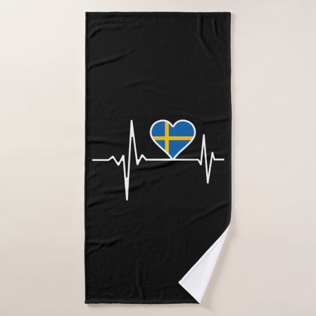 Sweden Flag Heartbeat Bath Towel (Bath Towel)