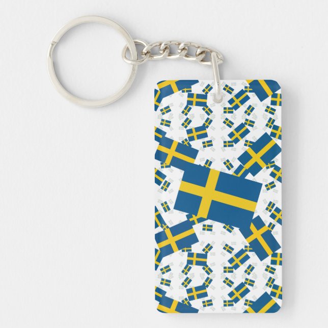 Sweden Flag in Multiple Layers Askew Keychain (Front)