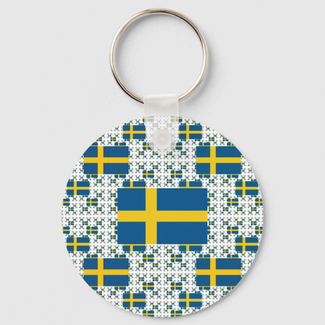 Sweden Flag in Multiple Layers Keychain (Front)