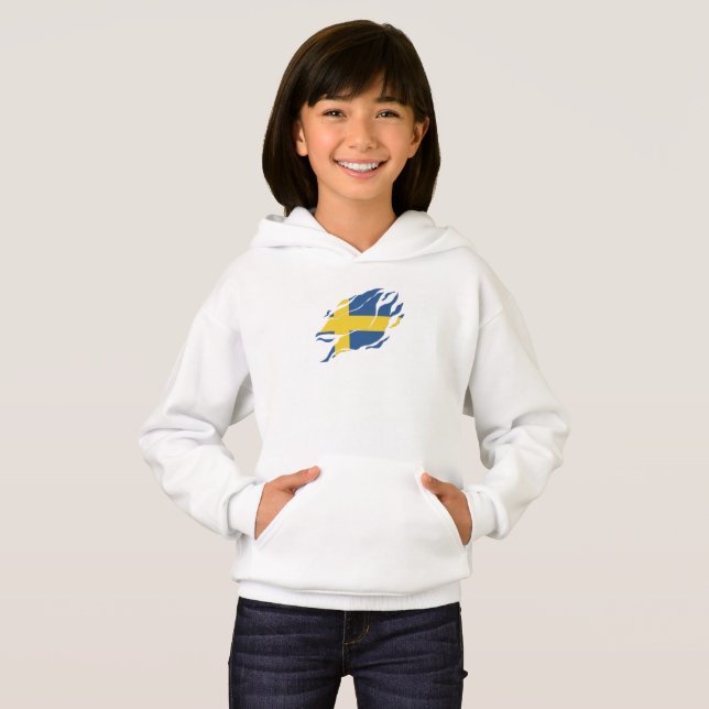 Sweden Flag Inside Me,Sverige inside Claw Mark Hoodie (Front Full)