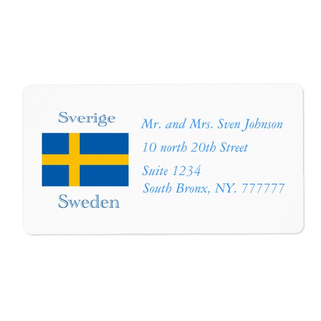 Sweden Flag Label (Front)