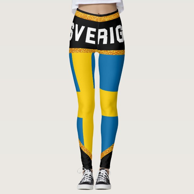 Sweden Flag Leggings (Front)