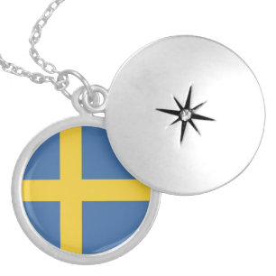 Sweden flag locket necklace